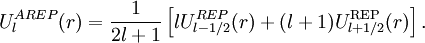 U^{AREP}_l(r) = \frac{1}{2l+1} \left[ lU^{REP}_{l-1/2}(r) + (l+1) U^{\rm REP}_{l+1/2}(r) \right]. 